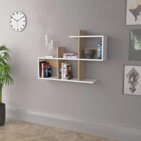 Mensola A Parete Design Moderno 97x20x60H Bianco E Rovere Lagomood