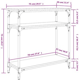 Tavolino Consolle Nero 75x29x75 cm in Legno Multistrato