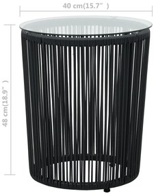 Set da Bistrot 3 pz con Cuscini in Polyrattan Nero