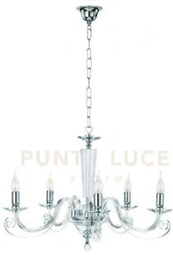 Lampadario cherubini 5 luci cristallo e cromo attacco e14 d.82cm