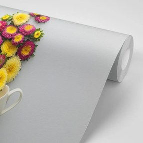 Carta da parati – Tazza piena di fiori