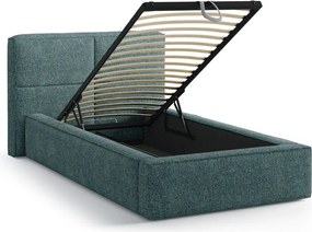 Letto singolo imbottito turchese con contenitore con rete inclusa 90x200 cm Darren – Micadoni