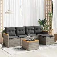 Set Divano da Giardino 6 pz con Cuscini Grigio in Polyrattan 3325910