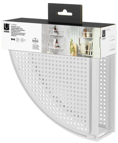 Mensole angolari bianche autoportanti in acciaio per bagno 2 pezzi Cubiko - Umbra