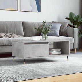 Tavolino Salotto Grigio Cemento 90x50x36,5 Cm Legno Multistrato /