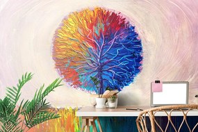 Carta da parati – Albero acquerello colorato