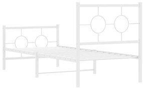 Giroletto con Testiera e Pediera Metallo Bianco 80x200 cm