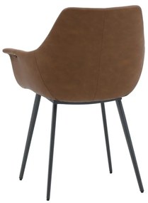 Set di sedie MIRASIERRA in similpelle marrone e gambe in metallo nero, con braccioli