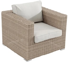 Poltrona da giardino con cuscino beige e braccioli Costa Rica NATERIAL, struttura in alluminio seduta in poliestere marrone, L 80 x H 69 x P 80 cm
