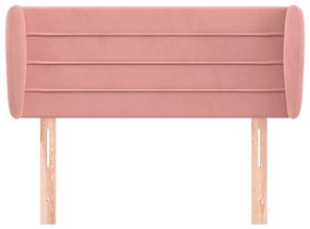 Testiera ad orecchio rosa 103x23x78/88 cm in velluto