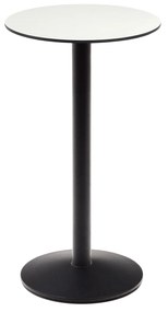 Kave Home - Tavolo alto rotondo Tiaret bianco con gamba di metallo rifinita in nero Ø 60 x 96 cm