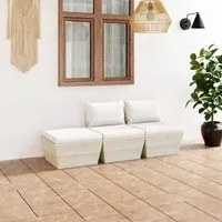 Set Divani da Giardino su Pallet 3 pz con Cuscini Legno Abete 3063410