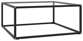 Tavolino Da Salotto Nero Con Vetro Temperato 80x80x35 Cm /