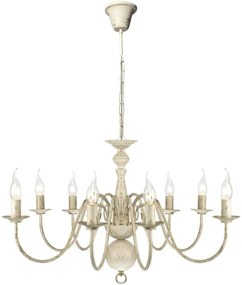 Lampadario Stile Antico Metallo Bianco 8 Lampadine E14 /