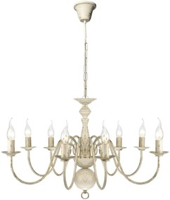 Lampadario Stile Antico Metallo Bianco 8 Lampadine E14