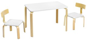 Costway Set tavolo e 2 sedie di legno per bambini per casa asilo e aule 78x53x53cm Bianco