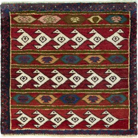 Shiraz Tappeto 60x60 Rosso (Iran) Annodato A Mano