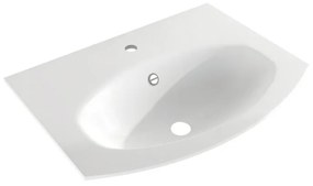 Lavabo integrale rettangolare L 70 x H 16 x P 52 cm in resina bianco lucido