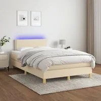 Letto a Molle con Materasso e LED Crema 120x200cm in Tessuto cod mxl 54473