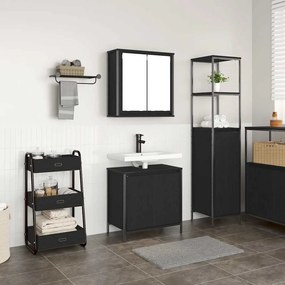Set Mobili Da Bagno 2 Pz Rovere Nero İn Legno Multistrato /