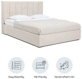 Letto matrimoniale imbottito beige con contenitore e rete inclusi 160x200 cm Thessa Bold Line – Bonami Selection