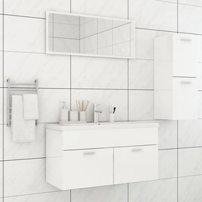 Set Mobili Da Bagno Bianco Lucido İn Truciolato /