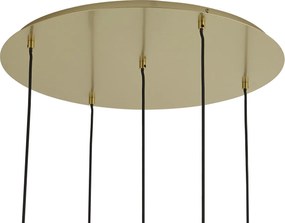 Lampada a sospensione Hotel Chic ottone con vetro blu e verde 5 luci - Qara