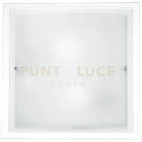 Plafoniera dritta e curva bianca 2 luci attacco e27 40x11,3x40cm