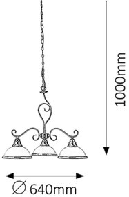 Rabalux 2753 - Lampadario ELISETT 3xE27/60W/230V