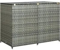 Copribidone Rifiuti Doppio in Polyrattan Antracite 148x77x111cm 46463