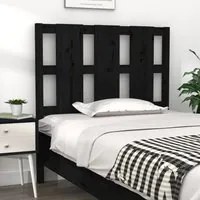 Testiera per Letto Nera 95,5x4x100 cm Legno Massello di Pino cod 9918