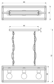 Lampadario a sospensione con catena ARNOLD 3xE27/60W/230V nero