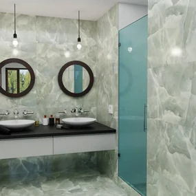 Piastrella da pavimento e rivestimento interno 60 x 120 cm rettificato Venus Jade in gres porcellanato smaltato lucido verde traffico medio (pei 2/5) 1.44 mq