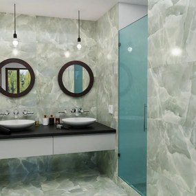 Piastrella da pavimento e rivestimento interno 60 x 120 cm Sp. 9 mm rettificato Venus Jade in gres porcellanato smaltato lucido verde traffico medio (pei 2/5) 1.44 mq