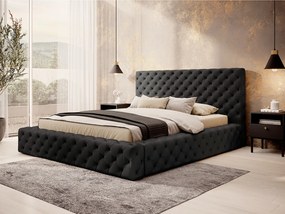 Letto matrimoniale con box contenitore Matilde - 160 x 200 cm , Ecopelle nero