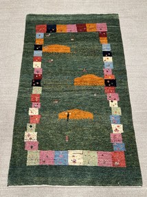 Gabbeh Tappeto 100 x 160 Verde (Iran) Annodato A Mano