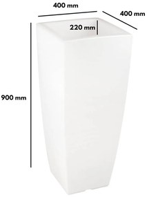 Vaso Illuminabile Quadrato 40x40xH90cm E27 Colore Bianco