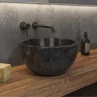 Lavabo da appoggio in marmo leyla sbp nero