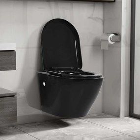 WC Sospeso con Design Senza Bordi in Ceramica Nero