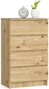 Cassettiera Moderna 60x40x100 Cm 4 Cassetti Rovere Effetto Legno Artika
