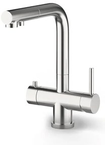 Rubinetto da cucina con doccetta a l QX3E 3 vie in acciaio inox cromo spazzolato opaco CULLIGAN