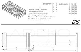 Letto per bambini in legno di pino di colore naturale 120x200 cm Mila CPD - Adeko