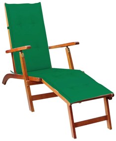 Sdraio Da Esterni Con Poggiapiedi E Cuscino Massello Di Acacia /