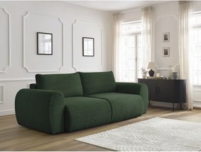 Divano in verde scuro allungabile con rivestimento in velluto a coste 257 cm Lucien – Bobochic Paris