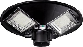 Lampione solare LED con sensore, 15W/6V, 6500K, IP65, nero + telecomando