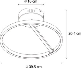Plafoniera di design nera con LED dimmerabile a 3 livelli - Anello