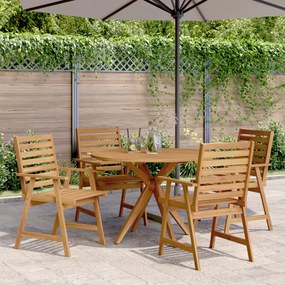 Set Da Pranzo Per Giardino 5 Pz İn Legno Massello Di Acacia /