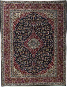 Kashan Tappeto 310x390 Blu (Iran) Annodato A Mano