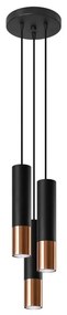 Sollux SL.0949 - Lampadario a sospensione con filo LOOPEZ 3xGU10/10W/230V arrotondato nero/rame