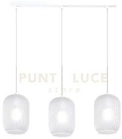 Sospensione bianco 3 luci rettangolare vetri bianco fog 1181bi-s3 r-bf